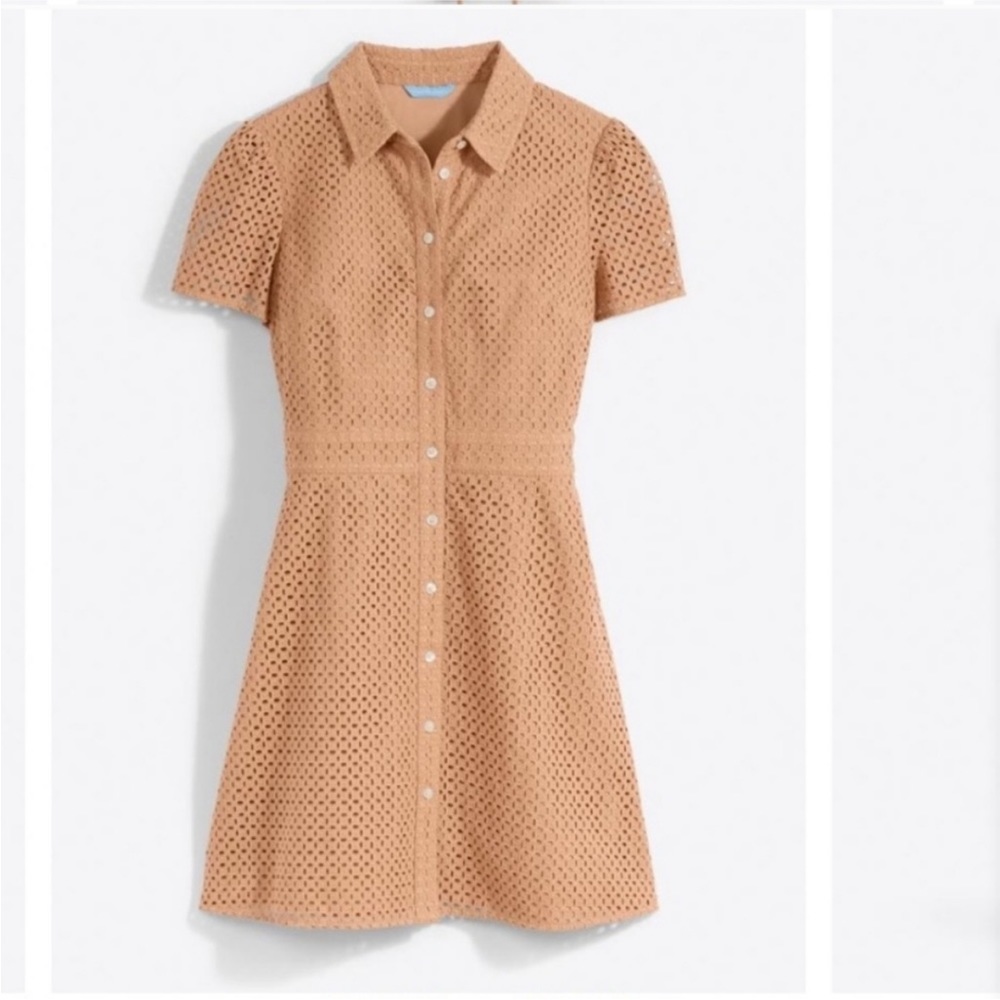 Draper James Eyelet Faith Shirtdress in Camel sz 10 NWT